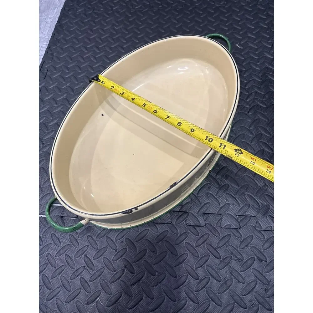 VINTAGE SAVORY ENAMEL ROASTING PAN BIG 16 X 10.5”